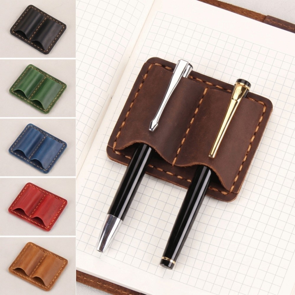 Vintage Leather Journal Notebook - Doppelter Vintage-Leder-Stifthalter, Eleganter Handgefertigter Retro-Stifthalter, Verlustsicherer